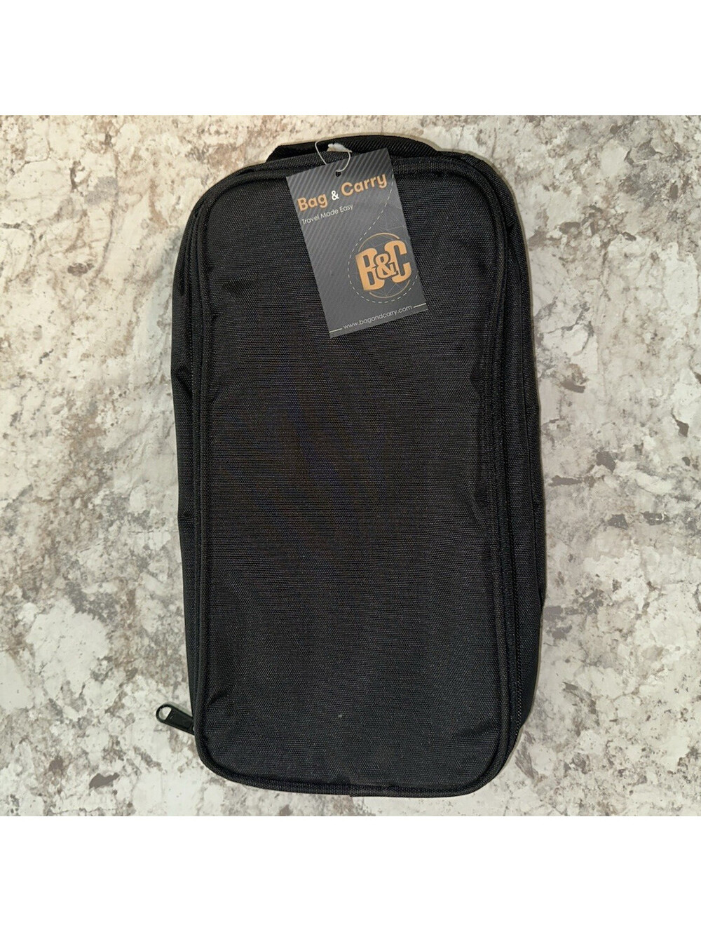 Bag & Carry Hanging Toiletry Bag Organizer Black Zippered Travel Case BGM-A013